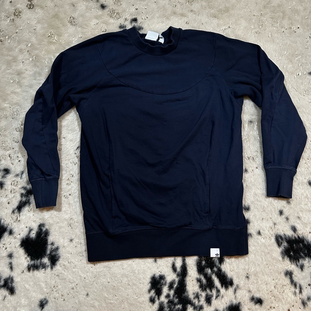 ADIDAS Women’s Navy Blue Knit Crewneck XBYO Sweatshirt Size Small